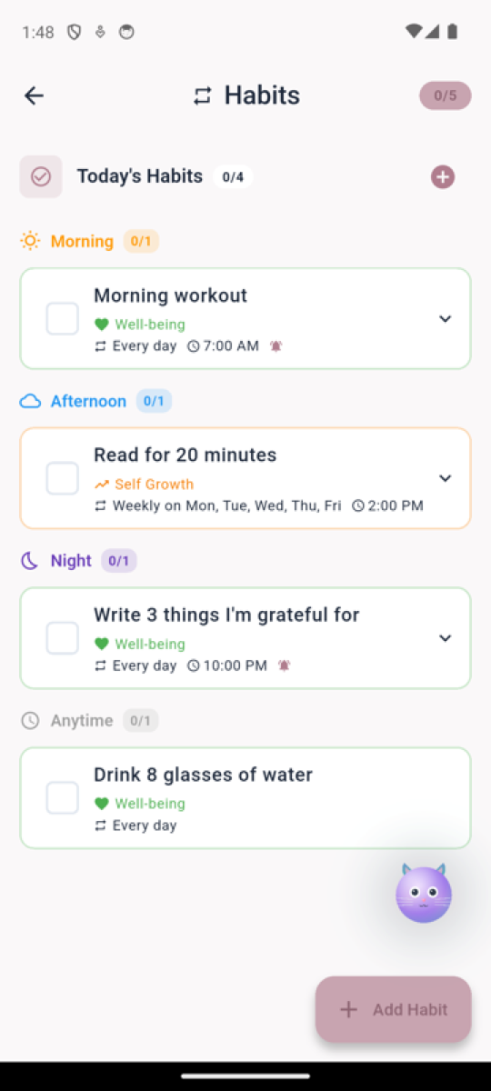 Habits screen